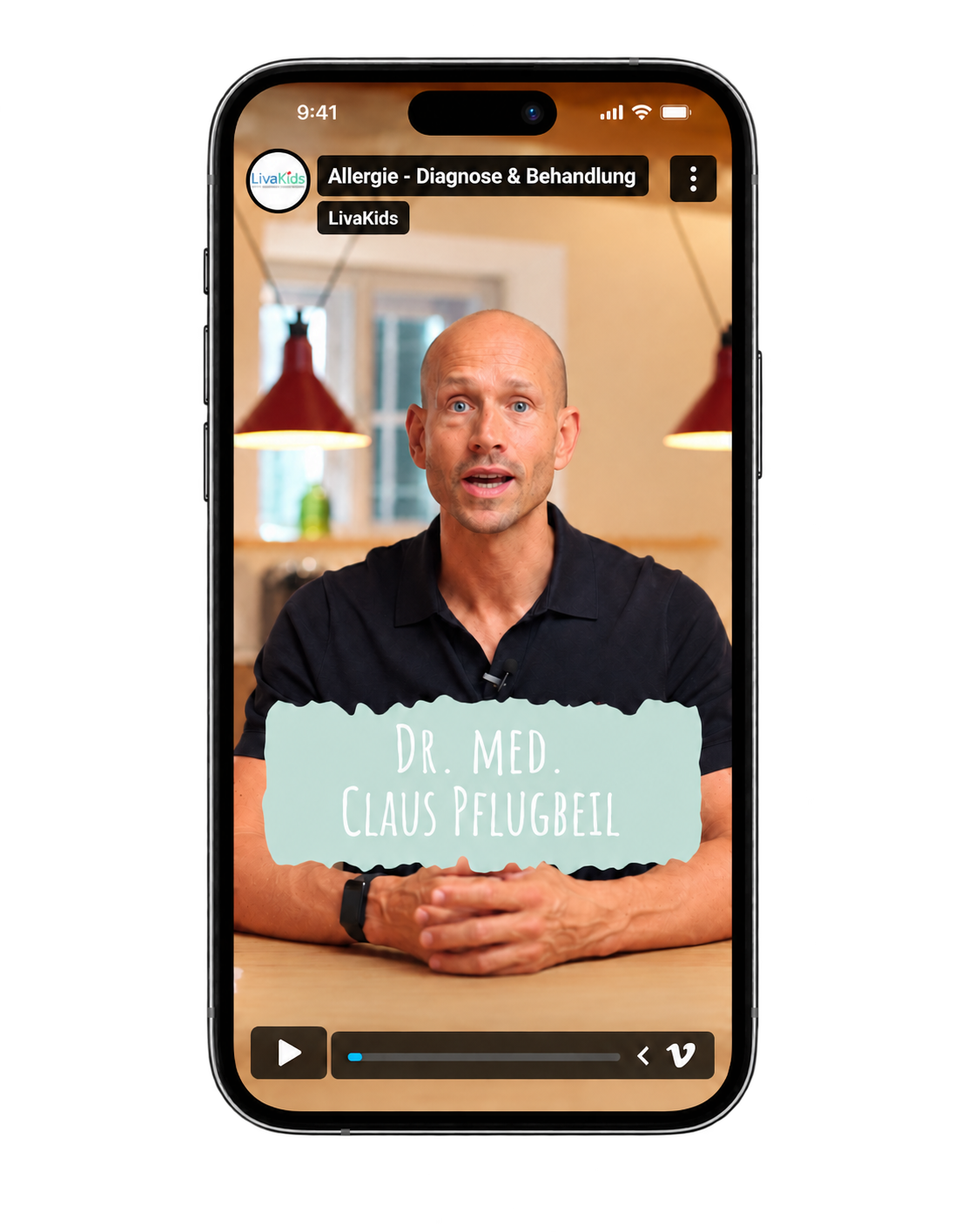 Einblick in den LivaKids-Videokurs mit Dr. Claus Pflugbeil auf einem Smartphone