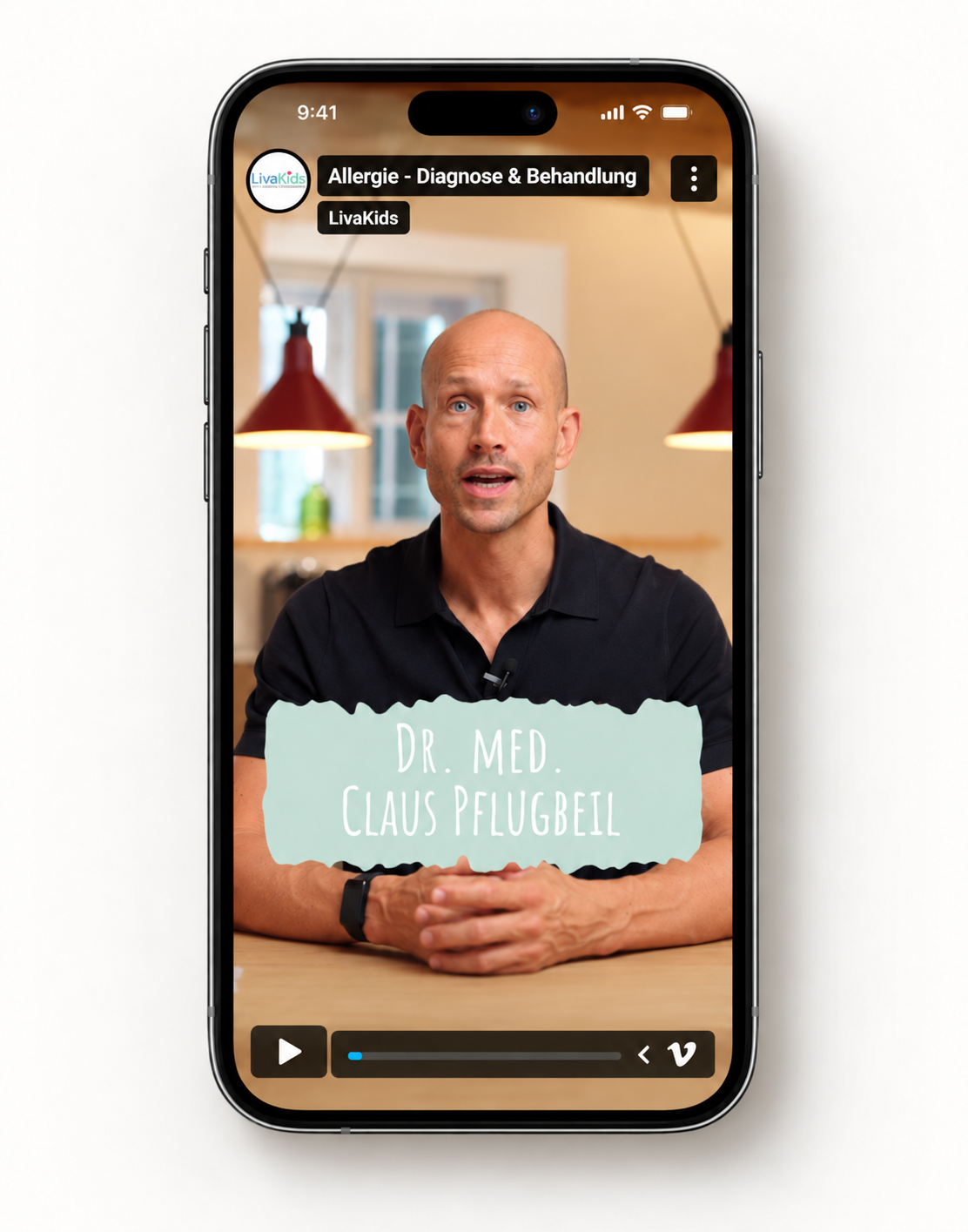 Einblick in den LivaKids-Videokurs mit Dr. Claus Pflugbeil auf einem Smartphone